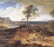 Joseph Anton Koch Stormy Landscape with Returning Rider (mk10) France oil painting artist